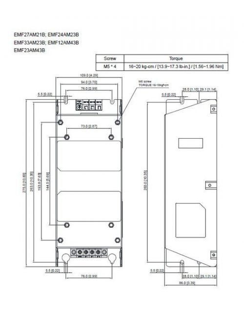 emf12am43b-EMC-Filter-Delta-AC-Drive-D⁮iagram